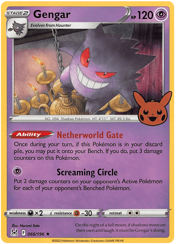 066, Darkness [x2], Fighting [-30], Holofoil, Promo, Psychic, Trick or Trade 2023 Gengar (066/196) [Trick or Trade 2023] - Trading Card World