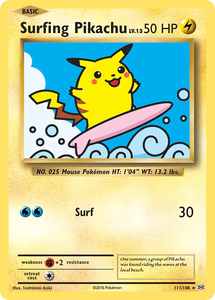 111, Fighting[×2], Lightning, Normal, Secret Rare, XY: Evolutions Surfing Pikachu (111/108) [XY: Evolutions] - Trading Card World