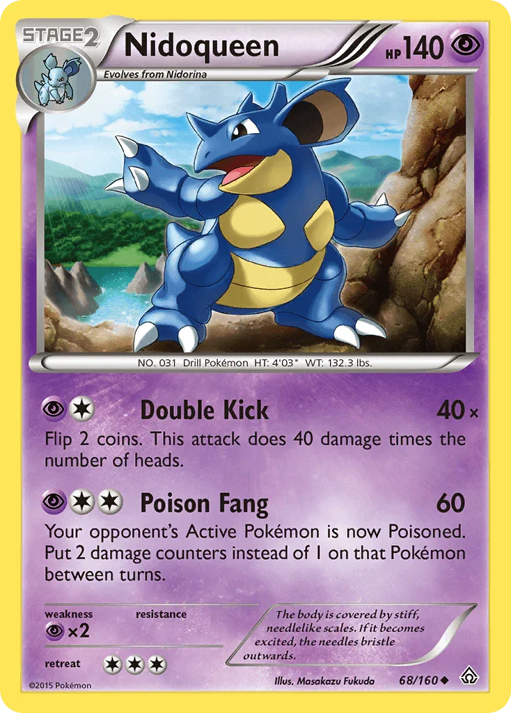 68, Normal, Psychic, Psychic[×2], Reverse Holofoil, Uncommon, XY: Primal Clash Nidoqueen (68/160) [XY: Primal Clash] - Trading Card World