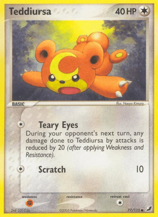 77, Colorless, Common, EX: Unseen Forces, Fighting[×2], Normal Teddiursa (77/115) [EX: Unseen Forces] - Trading Card World