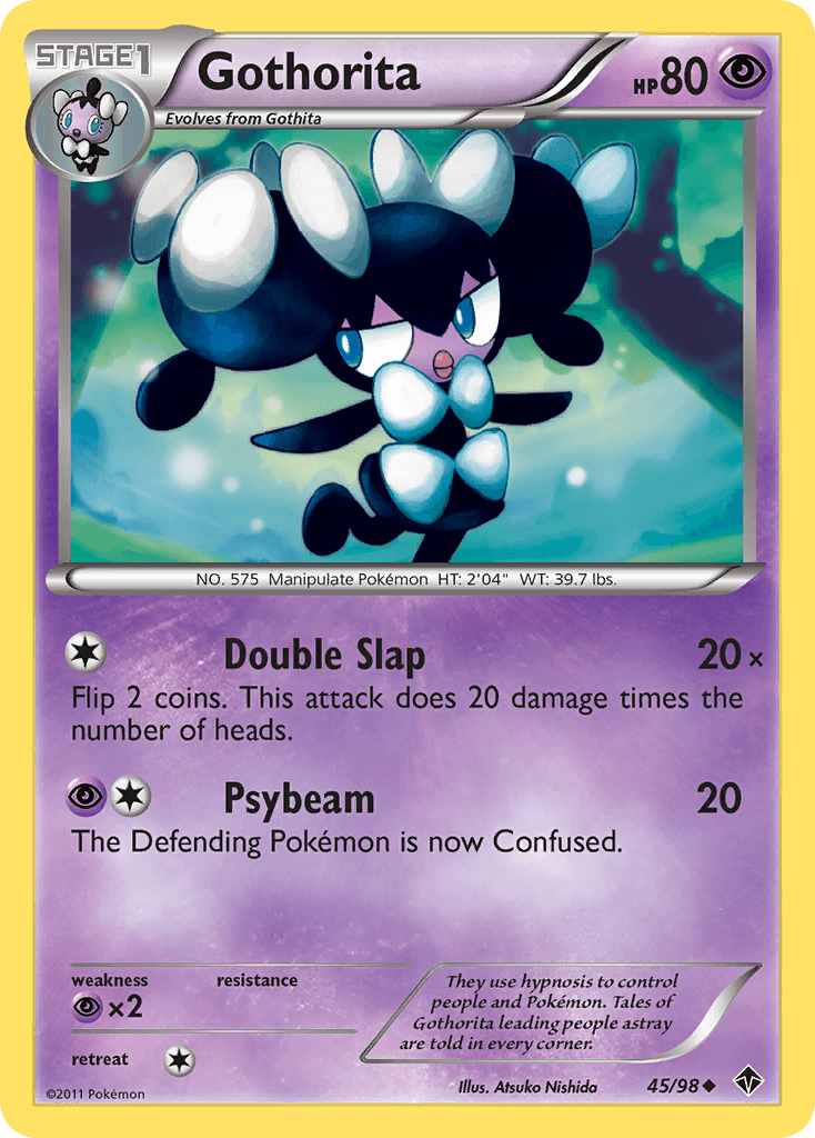 45, Black & White: Emerging Powers, Normal, Psychic, Psychic[×2], Reverse Holofoil, Uncommon Gothorita (45/98) [Black & White: Emerging Powers] - Trading Card World