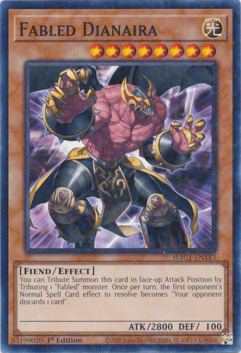 1st Edition, Common, Effect Monster, Fiend, Hidden Arsenal: Chapter 1, Light Fabled Dianaira (Duel Terminal) [HAC1-EN143] Common - Trading Card World