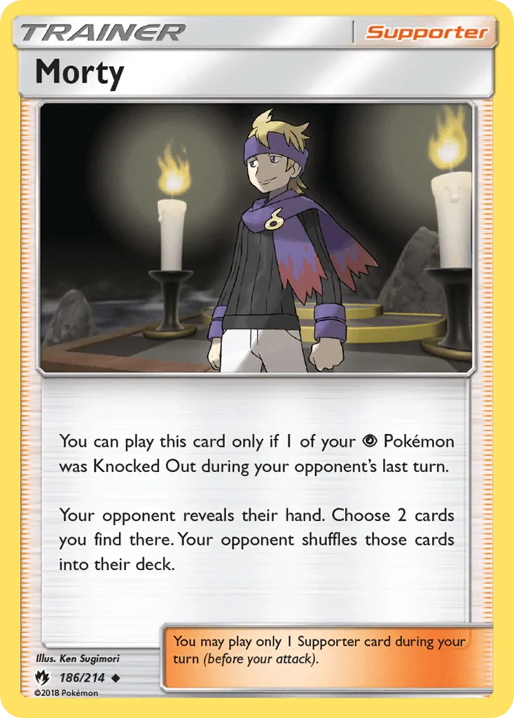 186, Normal, Reverse Holofoil, Sun & Moon: Lost Thunder, Supporter, Uncommon Morty (186/214) [Sun & Moon: Lost Thunder] - Trading Card World