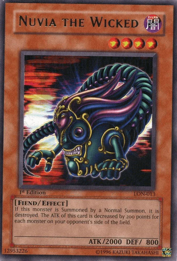 1st Edition, Dark, Effect Monster, Fiend, Labyrinth of Nightmare, Rare, Unlimited Nuvia the Wicked [LON-013] Rare - Trading Card World