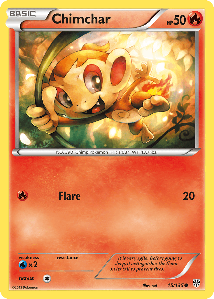 15, Black & White: Plasma Storm, Common, Fire, Normal, Reverse Holofoil, Water[×2] Chimchar (15/135) [Black & White: Plasma Storm] - Trading Card World