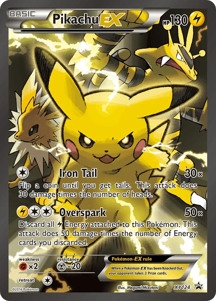 Fighting[×2], Holofoil, Lightning, Metal[-20], Promo, XY124, XY: Black Star Promos Pikachu EX (XY124) [XY: Black Star Promos] - Trading Card World