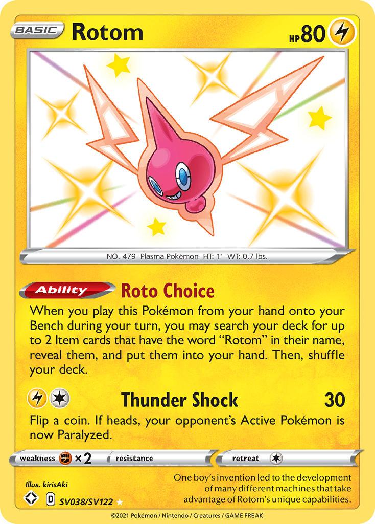 Fighting[×2], Holofoil, Lightning, SV038, Sword & Shield: Shining Fates, Ultra Rare Rotom (SV038/SV122) [Sword & Shield: Shining Fates] - Trading Card World