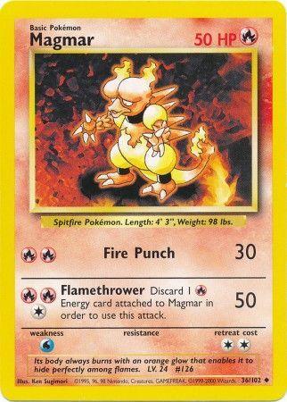36, Base Set Unlimited, Fire, Normal, Uncommon, Water[×2] Magmar (36/102) [Base Set Unlimited] - Trading Card World