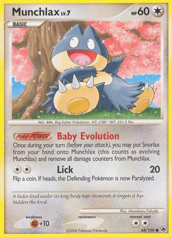 68, Colorless, Common, Diamond & Pearl: Majestic Dawn, Fighting[+10], Normal, Reverse Holofoil Munchlax (68/100) [Diamond & Pearl: Majestic Dawn] - Trading Card World