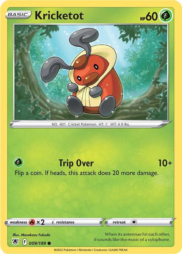 009, Common, Fire [x2], Grass, Normal, Reverse Holofoil, Sword & Shield: Astral Radiance Kricketot (009/189) [Sword & Shield: Astral Radiance] - Trading Card World
