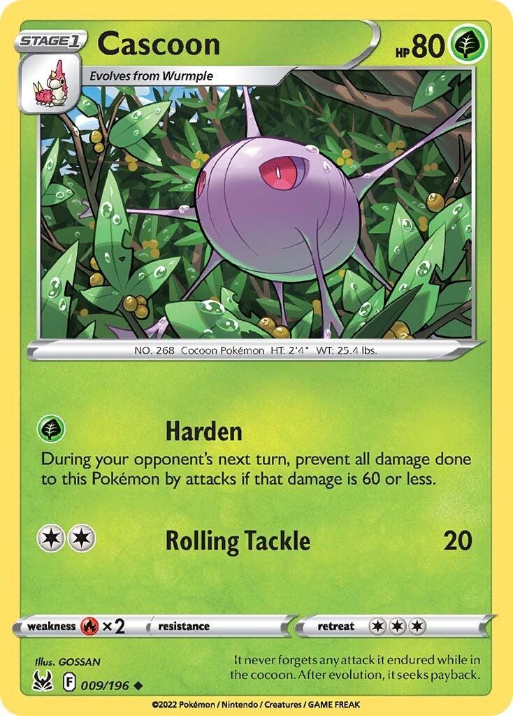 009, Fire [x2], Grass, Normal, Reverse Holofoil, Sword & Shield: Lost Origin, Uncommon Cascoon (009/196) [Sword & Shield: Lost Origin] - Trading Card World