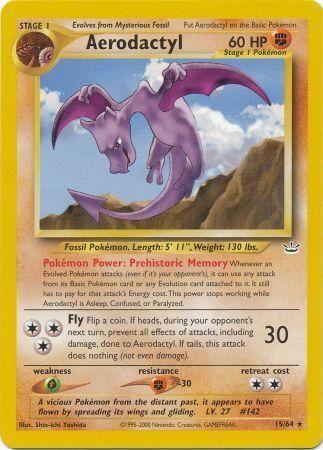 15, Fighting, Fighting[-30], Grass[×2], Neo Revelation Unlimited, Normal, Rare Aerodactyl (15/64) [Neo Revelation Unlimited] - Trading Card World