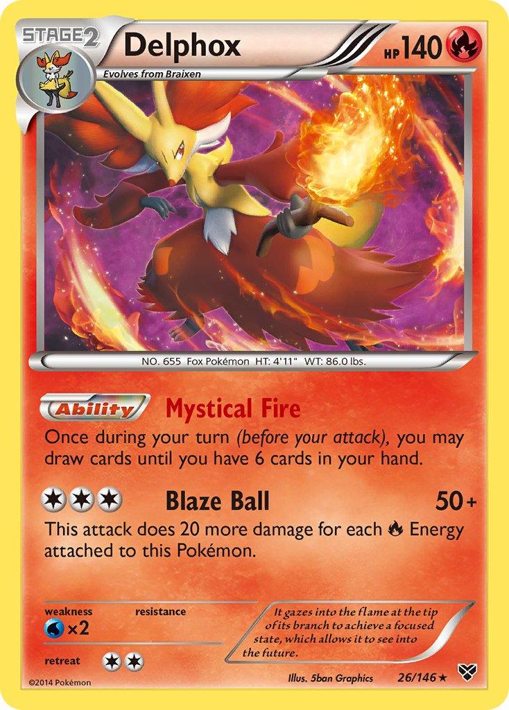 26, Fire, Normal, Rare, Water[×2], XY: Base Set Delphox (26/146) (Theme Deck Exclusive) [XY: Base Set] - Trading Card World