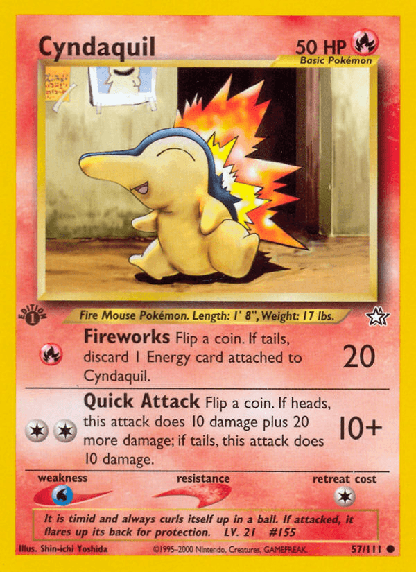 1st Edition Normal, 57, Common, Fire, Neo Genesis 1st Edition, Water[×2] Cyndaquil (57/111) [Neo Genesis 1st Edition] - Trading Card World
