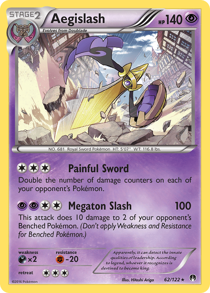 62, Darkness[×2], Fighting[-20], Holo Rare, Holofoil, Psychic, Reverse Holofoil, XY: BREAKpoint Aegislash (62/122) [XY: BREAKpoint] - Trading Card World
