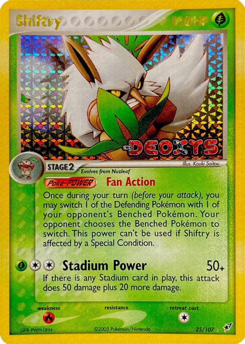 25, EX: Deoxys, Fire[×2], Grass, Rare, Reverse Holofoil Shiftry (25/107) (Stamped) [EX: Deoxys] - Trading Card World