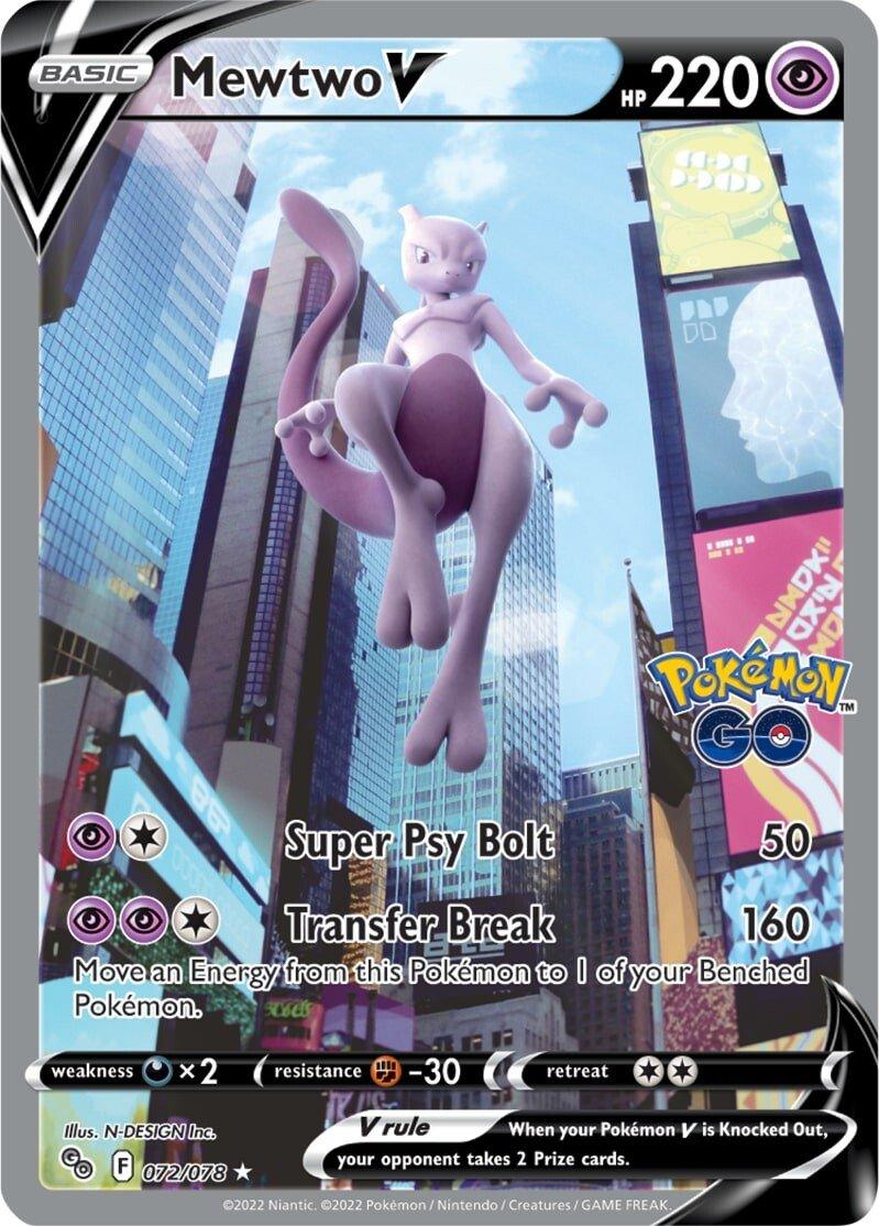 072, Darkness [x2], Fighting [-30], Holofoil, Pokémon GO, Psychic, Ultra Rare Mewtwo V (072/078) [Pokémon GO] - Trading Card World