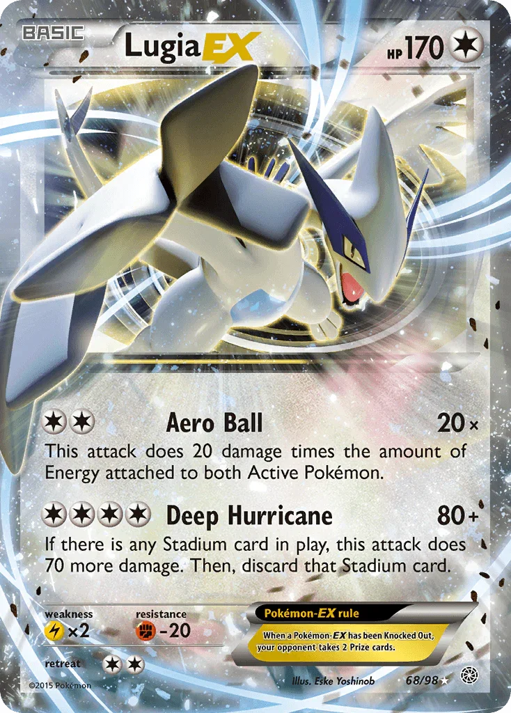 68, Colorless, Fighting[-20], Holofoil, Lightning[×2], Ultra Rare, XY: Ancient Origins Lugia EX (68/98) [XY: Ancient Origins] - Trading Card World