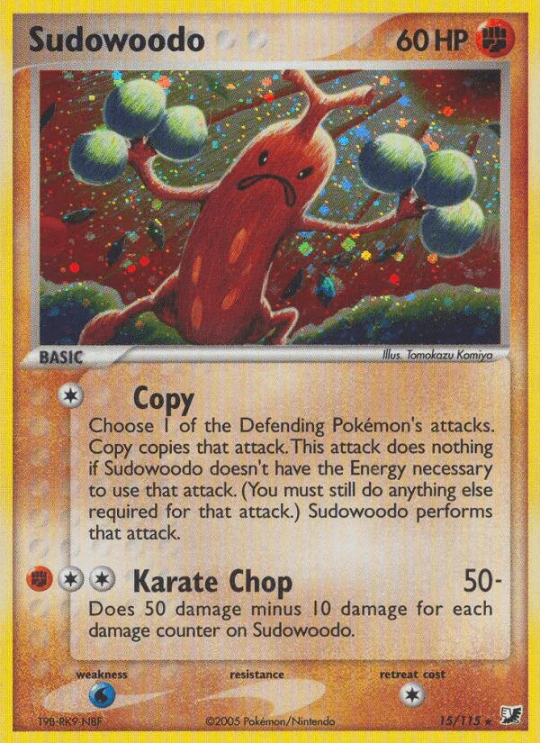 15, EX: Unseen Forces, Fighting, Holo Rare, Holofoil, Water[×2] Sudowoodo (15/115) [EX: Unseen Forces] - Trading Card World