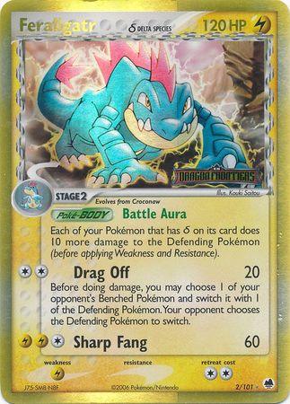 EX: Dragon Frontiers, Holo Rare, Lightning, Lightning[×2], Reverse Holofoil Feraligatr (2/101) (Delta Species) (Stamped) [EX: Dragon Frontiers] - Trading Card World