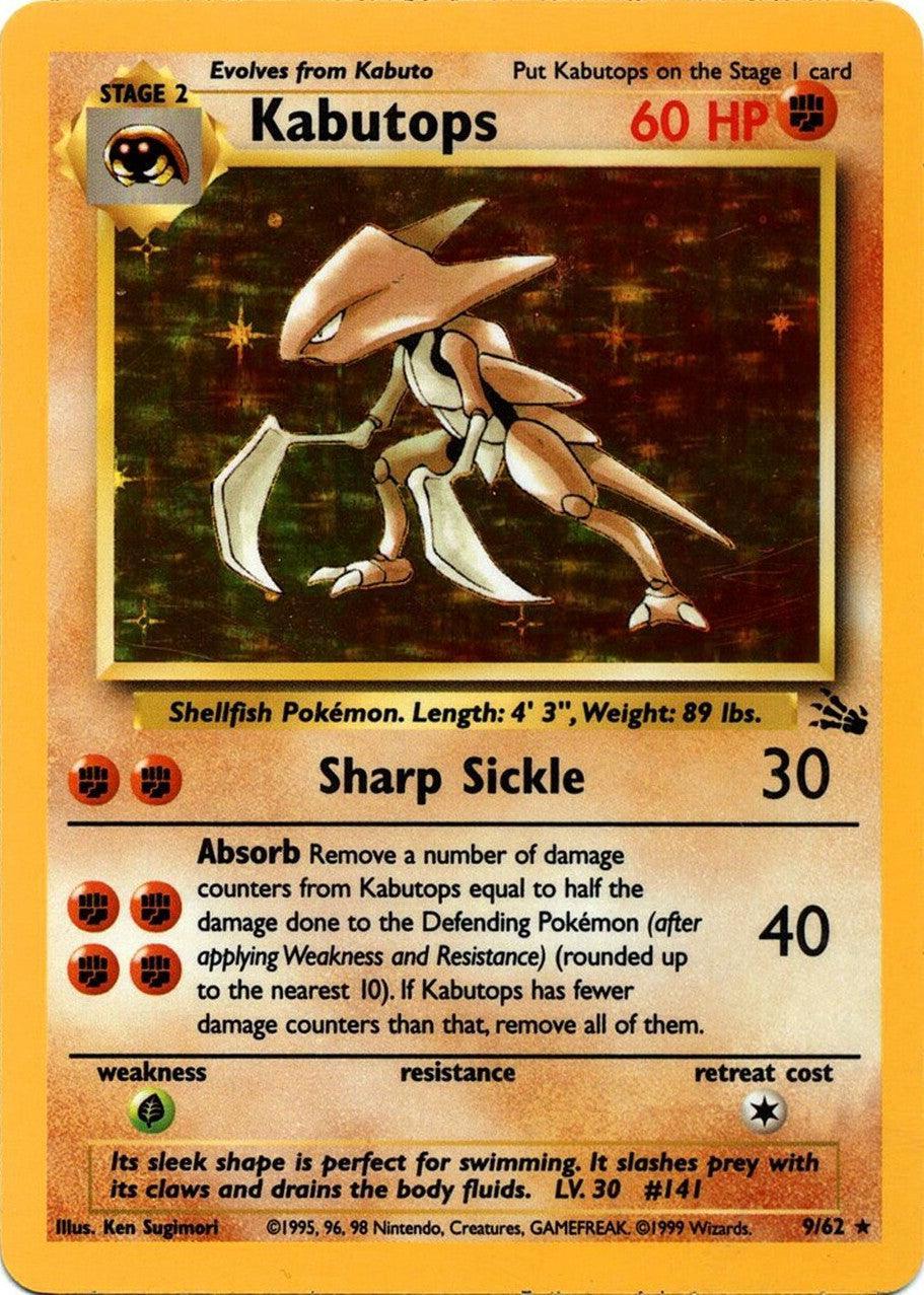 Fighting, Fossil Unlimited, Grass[×2], Holo Rare, Holofoil Kabutops (9/62) [Fossil Unlimited] - Trading Card World