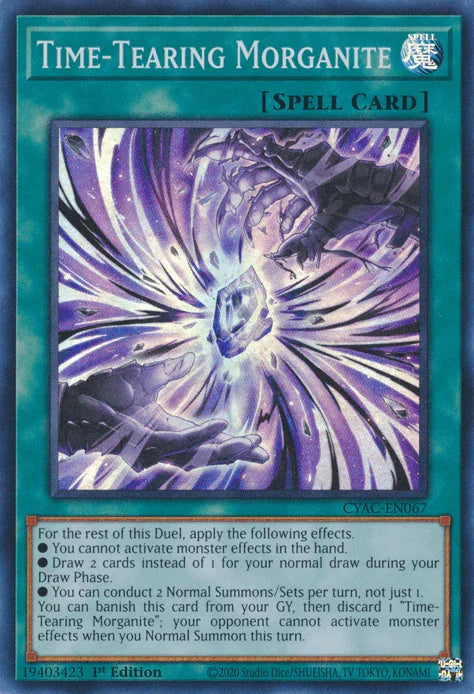 1st Edition, Cyberstorm Access, Normal Spell, Spell, Super Rare Time-Tearing Morganite [CYAC-EN067] Super Rare - Trading Card World