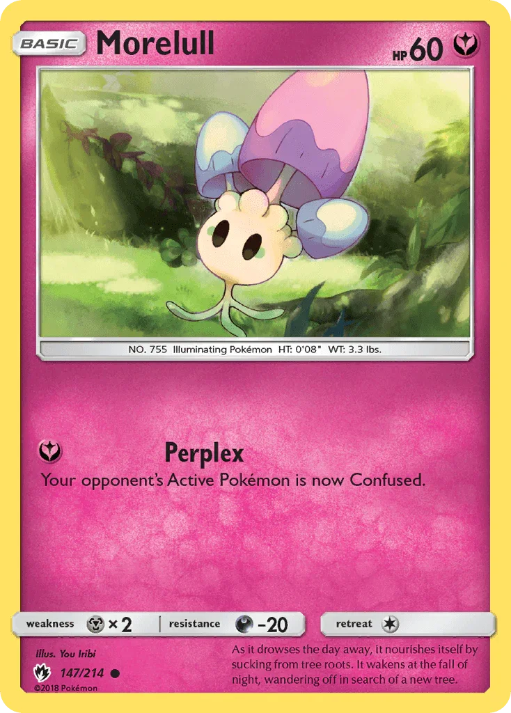 147, Common, Darkness[-20], Fairy, Metal[×2], Normal, Reverse Holofoil, Sun & Moon: Lost Thunder Morelull (147/214) [Sun & Moon: Lost Thunder] - Trading Card World