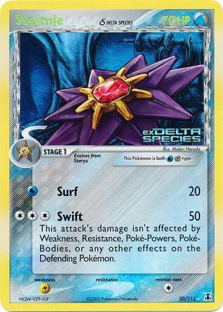 30, EX: Delta Species, Lightning[×2], Metal, Rare, Reverse Holofoil, Water Starmie (30/113) (Delta Species) (Stamped) [EX: Delta Species] - Trading Card World