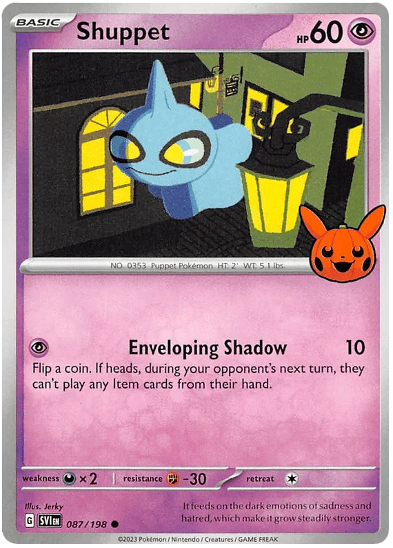 087, Darkness [x2], Fighting [-30], Normal, Promo, Psychic, Trick or Trade 2023 Shuppet (087/198) [Trick or Trade 2023] - Trading Card World