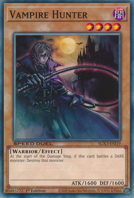 1st Edition, Common, Dark, Effect Monster, Speed Duel GX: Duelists of Shadows, Warrior Vampire Hunter [SGX3-ENI19] Common - Trading Card World