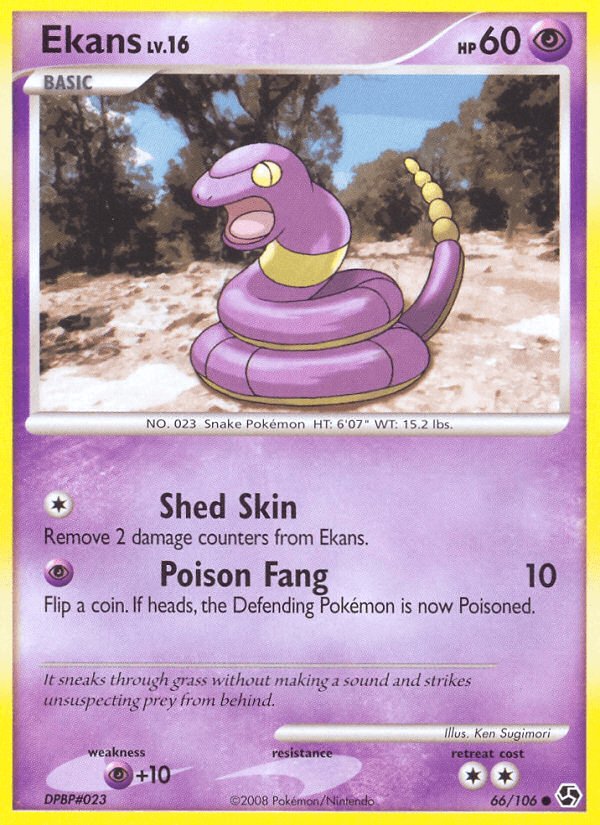 66, Common, Diamond & Pearl: Great Encounters, Normal, Psychic, Psychic[+10], Reverse Holofoil Ekans (66/106) [Diamond & Pearl: Great Encounters] - Trading Card World