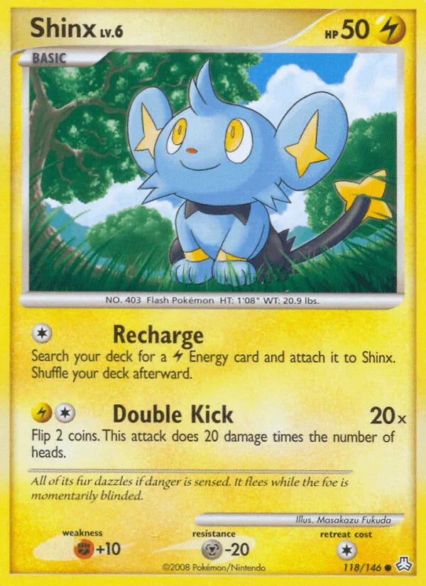 118, Common, Diamond & Pearl: Legends Awakened, Fighting[+10], Lightning, Metal[-20], Normal, Reverse Holofoil Shinx (118/146) [Diamond & Pearl: Legends Awakened] - Trading Card World