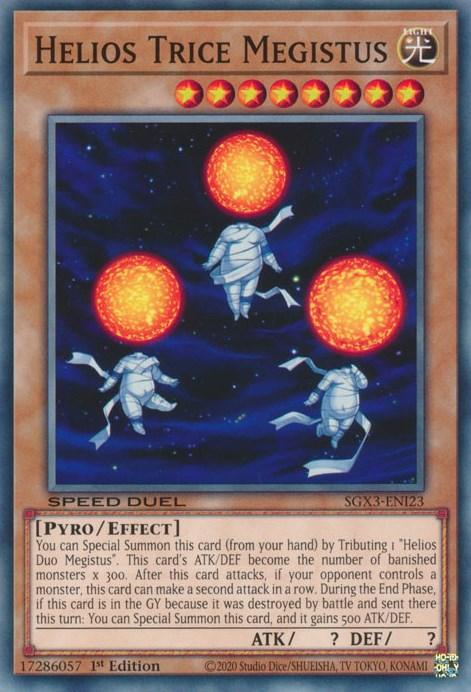 1st Edition, Common, Effect Monster, Light, Pyro, Speed Duel GX: Duelists of Shadows Helios Trice Megistus [SGX3-ENI23] Common - Trading Card World