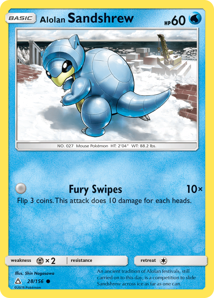 28, Common, Metal[×2], Normal, Reverse Holofoil, Sun & Moon: Ultra Prism, Water Alolan Sandshrew (28/156) [Sun & Moon: Ultra Prism] - Trading Card World