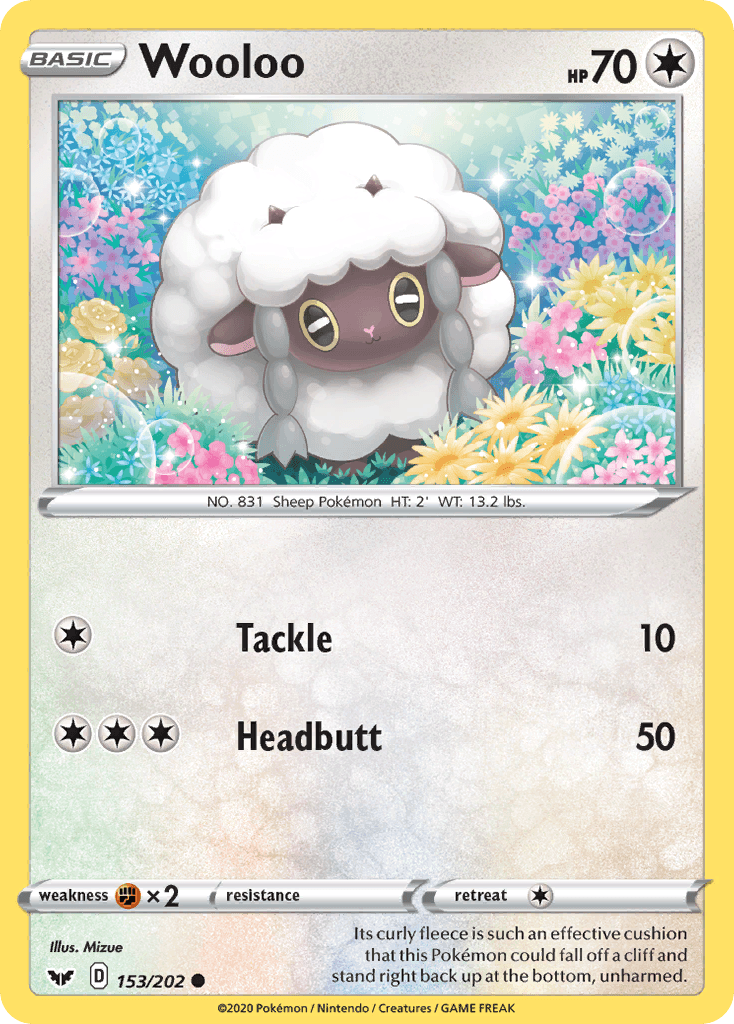 153, Colorless, Common, Fighting[×2], Normal, Reverse Holofoil, Sword & Shield: Base Set Wooloo (153/202) [Sword & Shield: Base Set] - Trading Card World