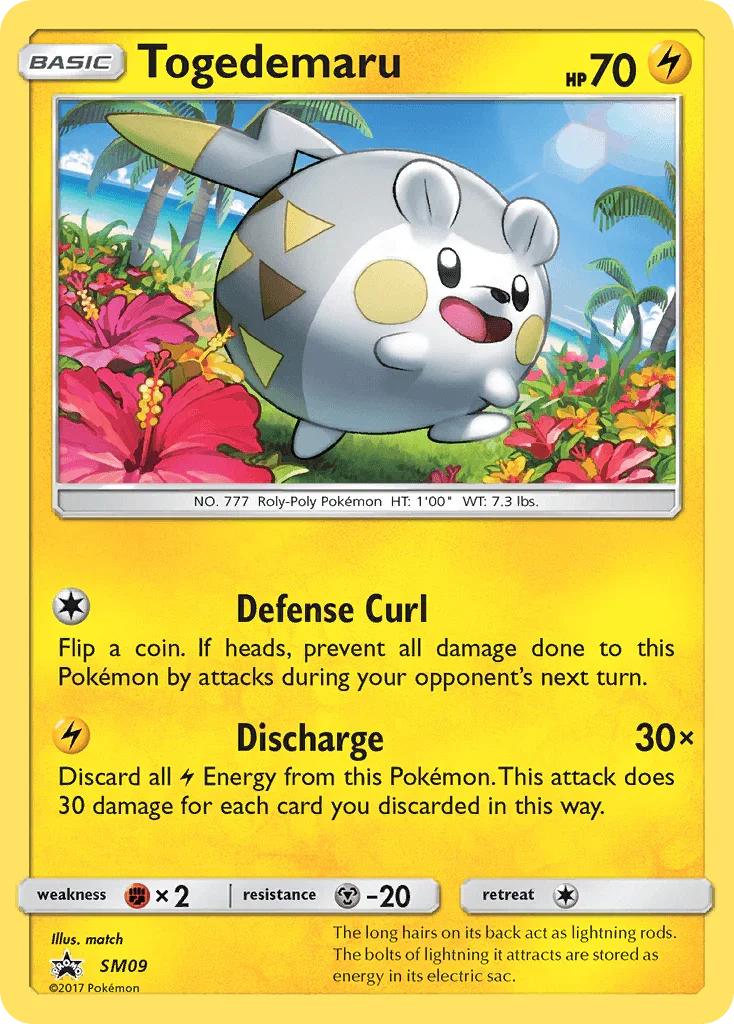 Black Star Promo, Fighting[×2], Holofoil, Lightning, Metal[-20], SM09, Sun & Moon: Black Star Promos Togedemaru (SM09) [Sun & Moon: Black Star Promos] - Trading Card World