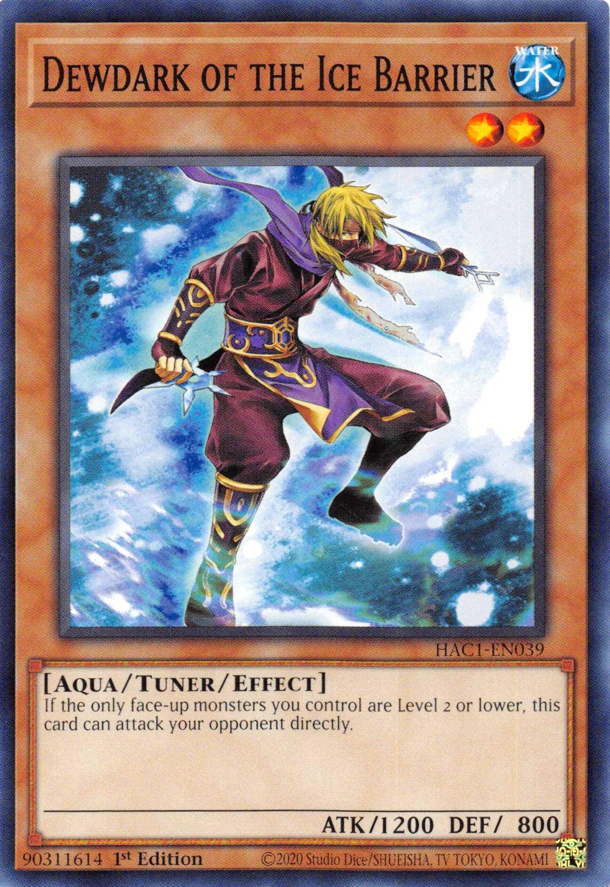 1st Edition, Aqua, Common, Hidden Arsenal: Chapter 1, Tuner/Effect Monster, Water Dewdark of the Ice Barrier [HAC1-EN039] Common - Trading Card World
