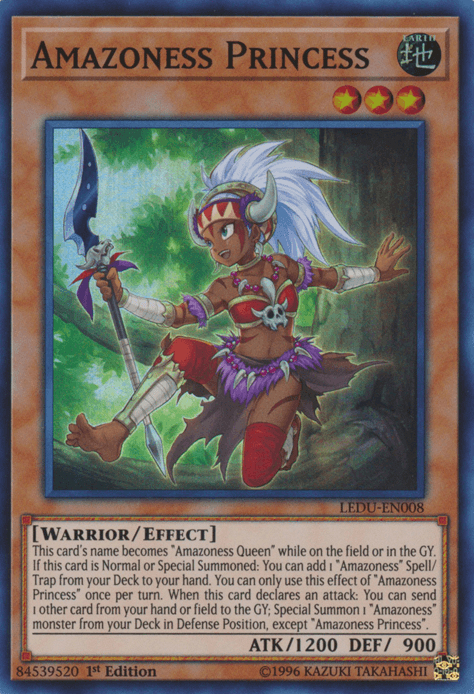 1st Edition, Earth, Effect Monster, Legendary Duelists, Super Rare, Warrior Amazoness Princess [LEDU-EN008] Super Rare - Trading Card World