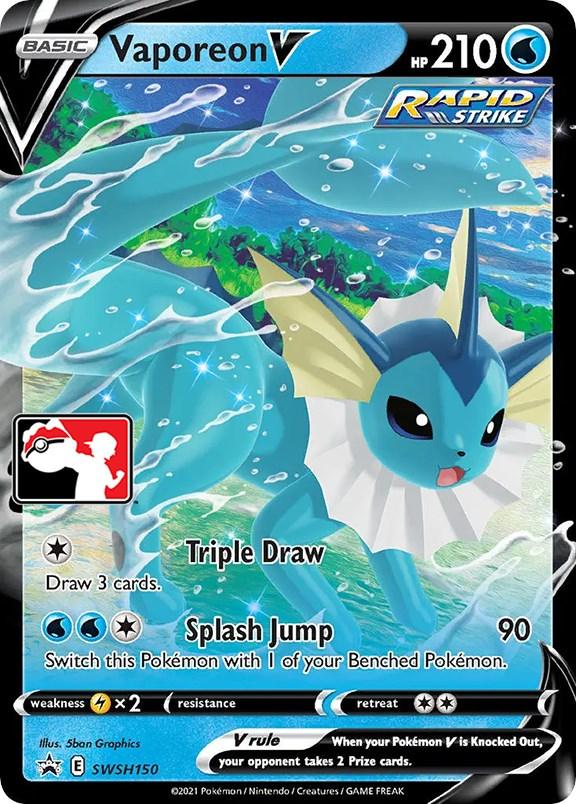 Holofoil, Lightning [x2], Prize Pack Series One, Promo, SWSH150, Water Vaporeon V (SWSH150) [Prize Pack Series One] - Trading Card World