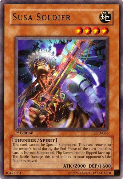 1st Edition, Earth, Legacy of Darkness, Rare, Spirit Monster, Thunder, Unlimited Susa Soldier [LOD-066] Rare - Trading Card World