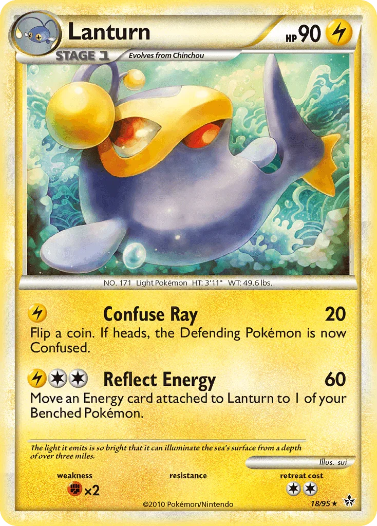 18, Fighting[×2], HeartGold & SoulSilver: Unleashed, Lightning, Normal, Rare, Reverse Holofoil Lanturn (18/95) [HeartGold & SoulSilver: Unleashed] - Trading Card World