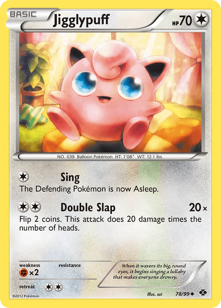 78, Black & White: Next Destinies, Colorless, Fighting[×2], Normal, Reverse Holofoil, Uncommon Jigglypuff (78/99) [Black & White: Next Destinies] - Trading Card World