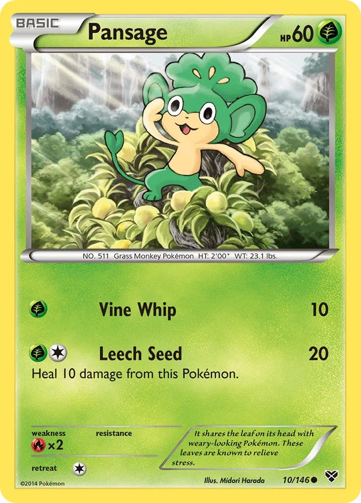 10, Common, Fire[×2], Grass, Normal, Reverse Holofoil, XY: Base Set Pansage (10/146) [XY: Base Set] - Trading Card World