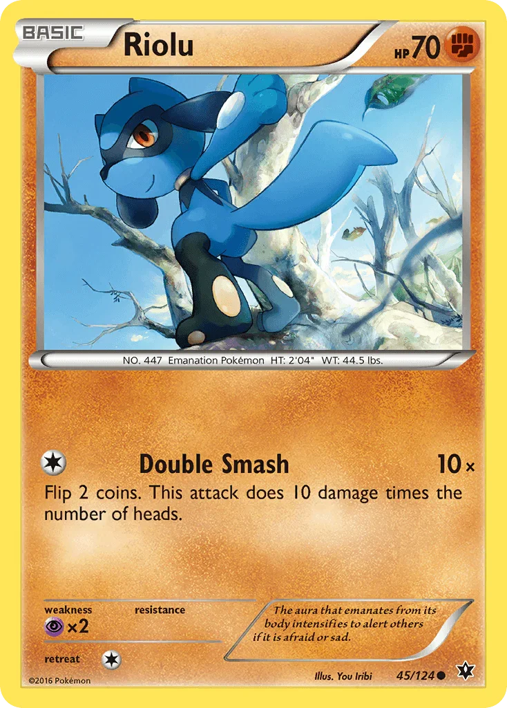 45, Common, Fighting, Normal, Psychic[×2], Reverse Holofoil, XY: Fates Collide Riolu (45/124) [XY: Fates Collide] - Trading Card World