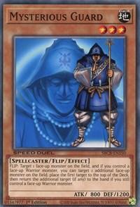 1st Edition, Common, Earth, Effect Monster, Speed Duel: Battle City Box, Spellcaster Mysterious Guard [SBCB-EN150] Common - Trading Card World