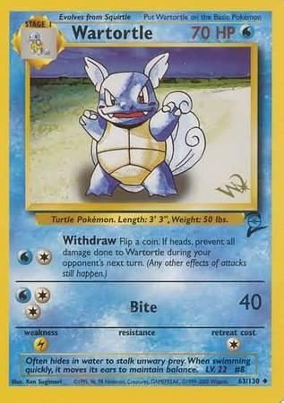 63, Base Set 2, Lightning[×2], Normal, Promo, Water Wartortle (63/130) (W Stamped Promo) [Base Set 2] - Trading Card World