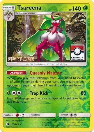 20, Fire[×2], Grass, Promo, Reverse Holofoil, Sun & Moon: Base Set Tsareena (20/149) (League 3rd Place) [Sun & Moon: Base Set] - Trading Card World