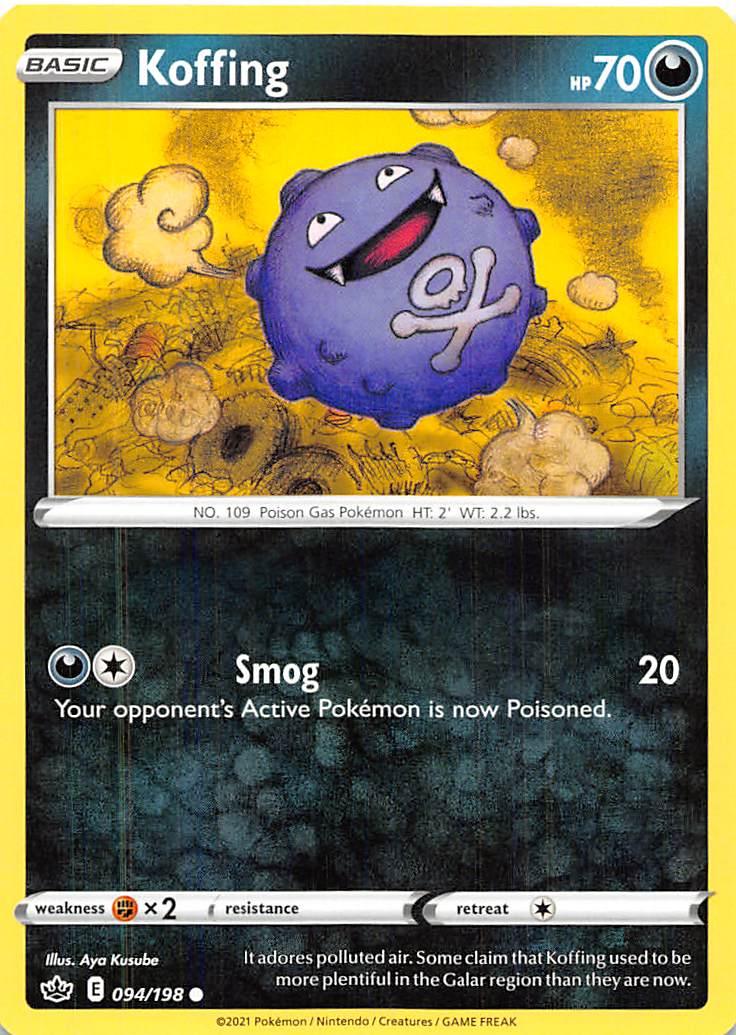 094, Common, Darkness, Fighting [x2], Normal, Reverse Holofoil, Sword & Shield: Chilling Reign Koffing (094/198) [Sword & Shield: Chilling Reign] - Trading Card World