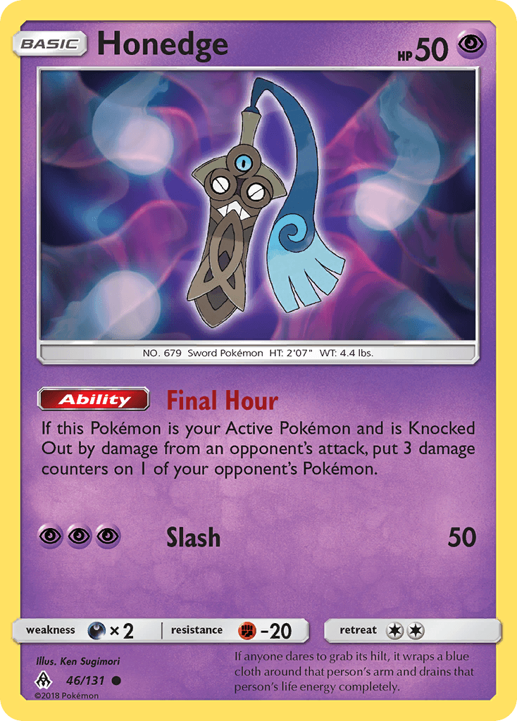 46, Common, Darkness[×2], Fighting[-20], Normal, Psychic, Reverse Holofoil, Sun & Moon: Forbidden Light Honedge (46/131) [Sun & Moon: Forbidden Light] - Trading Card World