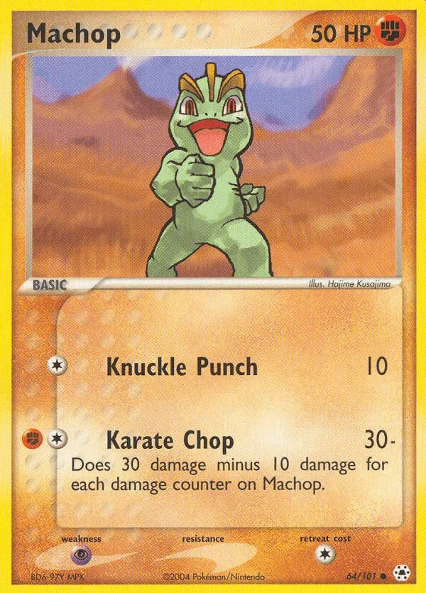 64, Common, EX: Hidden Legends, Fighting, Normal, Psychic[×2], Reverse Holofoil Machop (64/101) [EX: Hidden Legends] - Trading Card World